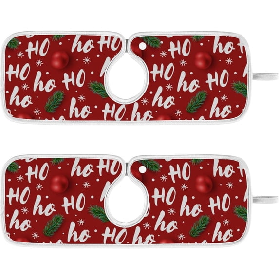 Coolnut Hohoho Santa Claus Laugh 2PCS Kitchen Faucet Mats, Bathroom Faucet Mat Sink Microfiber Cloth Faucet Splash Catcher Faucet Mat Dish Drying Mat Sink Mat for Kitchen Sink 14x5in
