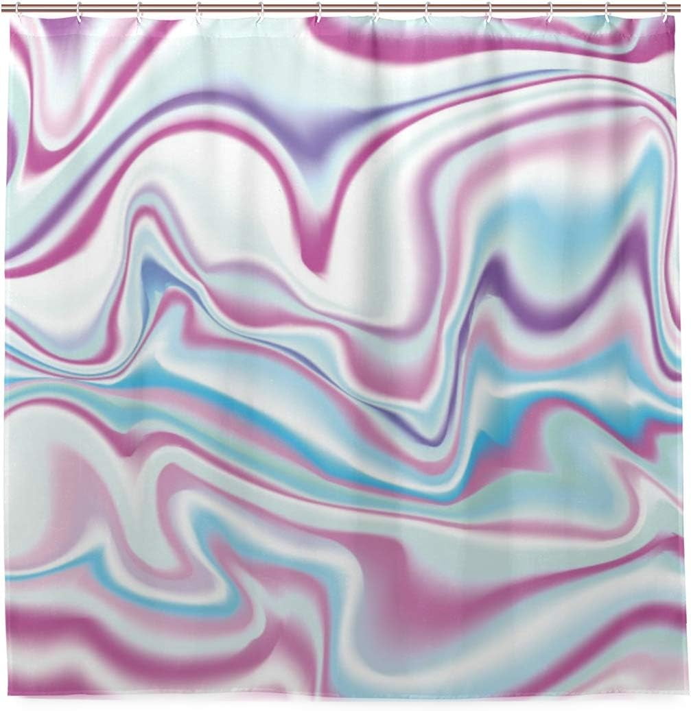 Coolnut Holographic Background Marble Bath Shower Curtain Liners 72"x72