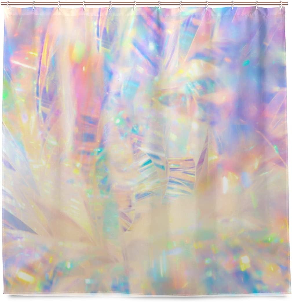 Coolnut Holographic Iridescent Metallic Bath Shower Curtain Liners