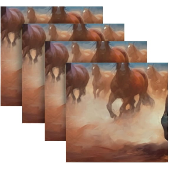 Coolnut Horse Cloth Napkins Set of 1, Reusable Washable Polyester Dinner Table Napkins for Family, Weddings, Parties, Home Decor, 20 x 20 Inch Washcloth Gift
