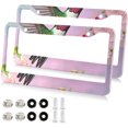thumbnail image 1 of Coolnut Hummingbird and Cherry Blossom License Plate Frames - Universal Aluminum License Plate Covers with Screws, 2 Pack Holder Car Accessories for Front and Rear Plates Home Decor, 1 of 6