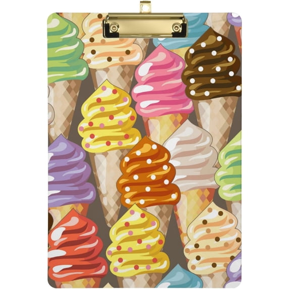Coolnut Ice Cream Clipboard A4 Standard Size Decorative Clipboard with Low Profile Metal Clip for Students Men Women Classroom and Office Gifts