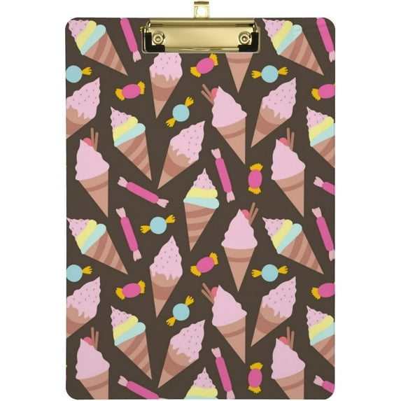 Coolnut Ice Cream Clipboard A4 Standard Size Decorative Clipboard with Low Profile Metal Clip for Students Men Women Classroom and Office Gifts