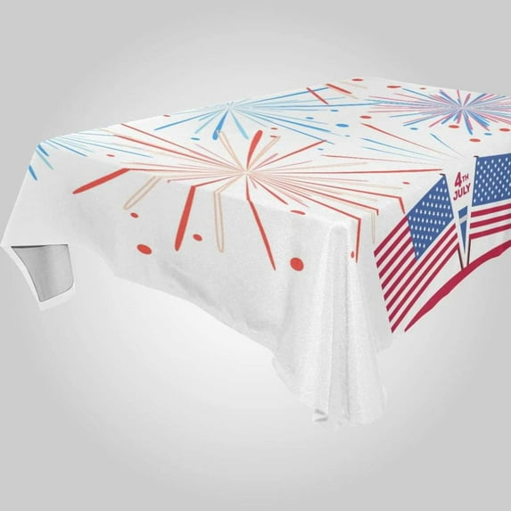 Coolnut Independence Day Rectangle Tablecloth Spill-Proof Polyester Table Cloth Table Cover for Kitchen Dining Picnic Holiday Party Decoration,54"x54"
