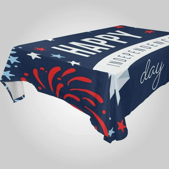 Coolnut Independence Day Rectangle Tablecloth Spill-Proof Polyester Table Cloth Table Cover for Kitchen Dining Picnic Holiday Party Decoration,54"x54"