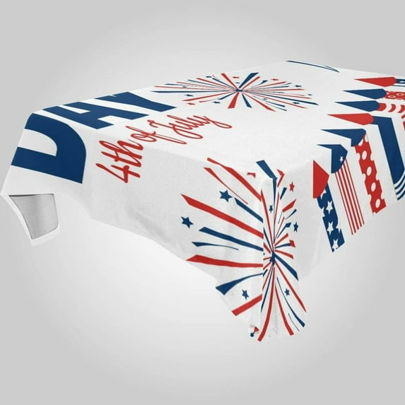 Coolnut Independence Day Rectangle Tablecloth Spill-Proof Polyester Table Cloth Table Cover for Kitchen Dining Picnic Holiday Party Decoration,54"x54"