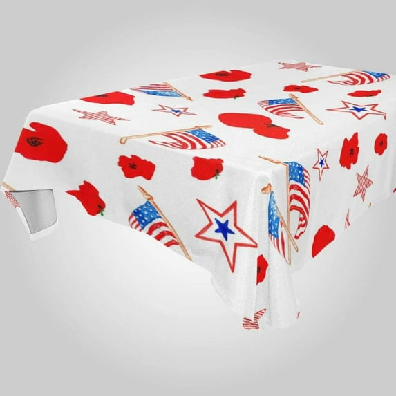 Coolnut Independence Day Rectangle Tablecloth Spill-Proof Polyester Table Cloth Table Cover for Kitchen Dining Picnic Holiday Party Decoration,60"x108"