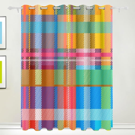 Coolnut Indian Madras Print Thermal Insulated Blackout Grommet Printed Window Curtain - 84x55 in - 100% Polyester 2 Panels, Stitchingstyles