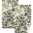 thumbnail image 1 of Coolnut Ink Butterfly Dragonfly Patterned Hand Towels 2 PCS, Cotton Bath Towel for Drying Face Hands Body Decorative Water Absorbent Lightweight Towels for Bathroom Ktichen Travel Gym, 16"x28", 1 of 6