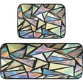 thumbnail image 1 of Coolnut Iridescent Triangles Abstract Kitchen Rug,Set of 2 Decoration Non Skid Washable Soft Super Absorbent Anti Kitchen Floor Mats for Kitchen Office Laundry Room Bathroom (19"x27"+19"x47"), 1 of 7