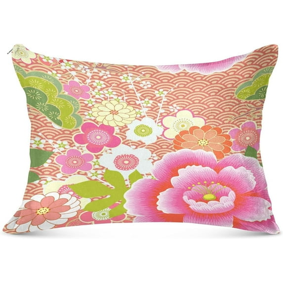 Coolnut Japanese Cherry Blossom Pillowcase Standard Size, Super Soft Pillow Shams Covers, Plush Cozy Pillow Cases with Zipper, 20" X 26"(312) Home Decor Gifts