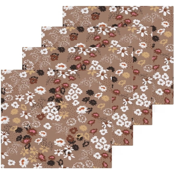 Coolnut Khaki Blossom Flowers Washcloths Towels, Highly Absorbent and Soft Cotton Face Cloths, 2 Pack Quick Dry Wash Cloths - 12 X 12 Inches Washcloth Gift