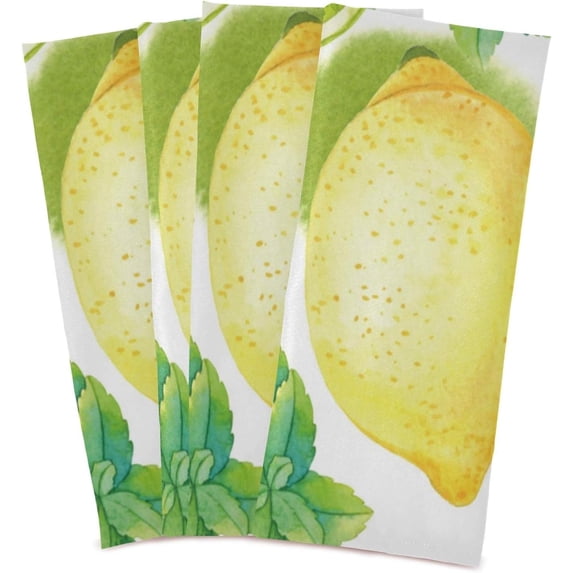 Coolnut Kitchen Dish & Tea Towel Lemon Cartoon Reusable Cloths for Cooking and Drying Dishes for Home Kitchen Cleaning, 28x18in-6 PCS