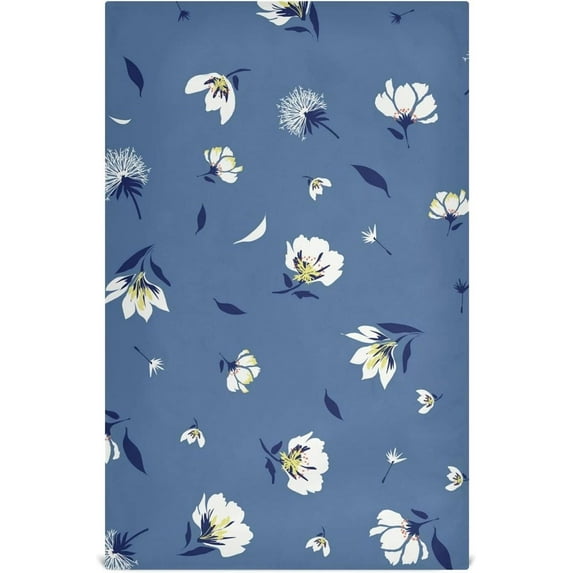 Coolnut Kitchen Dish & Tea Towel White Flower in Blue Reusable Cloths for Cooking and Drying Dishes for Home Kitchen Cleaning, 28x18in-1PC
