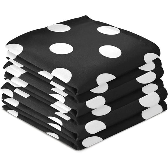 Coolnut Kitchen Dish Towels, Black and White Polka Dot Kitchen Towels Set of 6 Super Soft Absorbent Dish Towels Set Microfiber Polyester Kitchen Dish Cloths Tea Towels, 28x18 Inch Washcloth Gift