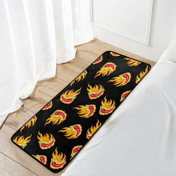 Coolnut Kitchen Mat Chili Peppers on Fire Kitchen Rug Mat Anti-Fatigue Comfort Floor Mat Non Slip Oil Stain Resistant Easy to Clean Kitchen Rug Bath Rug Carpet for Doormat Home Decor Gifts
