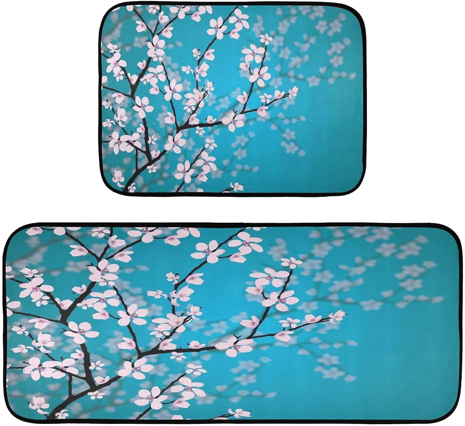 Coolnut Kitchen Rug Set of 2, Cherry Blossom Cushioned Anti-Fatigue ...