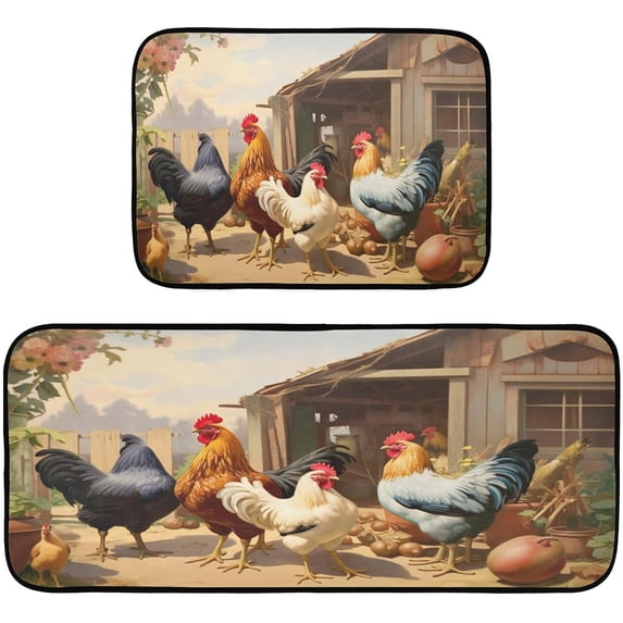 Coolnut Kitchen Rugs 2 Piece Waterproof Non Slip Kitchen Mat Farm House Kitchen Rug Set for Sink Office Kitchen Cafe, 19.7"x47.2"+19.7"x27.6" Home Decor Gifts