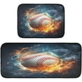 thumbnail image 1 of Coolnut Kitchen Rugs 2 Piece Waterproof Non Slip Kitchen Mat Ice Fire Baseball Kitchen Rug Set for Sink Office Kitchen Cafe, 19.7"x47.2"+19.7"x27.6" Home Decor Gifts, 1 of 7