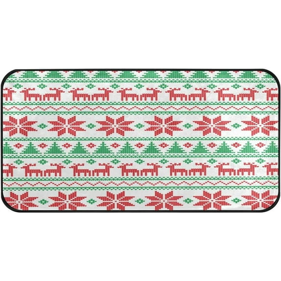 Coolnut Kitchen Rugs,Christmas Stripes Non Slip Washable Cushioned Carpets Polyester AntiFatigue Comfort Porch Floor Mat Christmas Decoration 39×20 in
