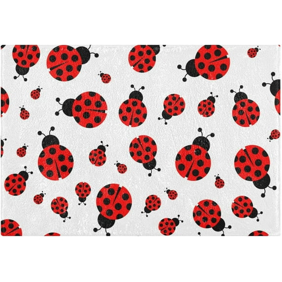 Coolnut Ladybug Anti-Slip Ultra Absorbent Durable Bath Rug with Rubber Backing,24"x16"