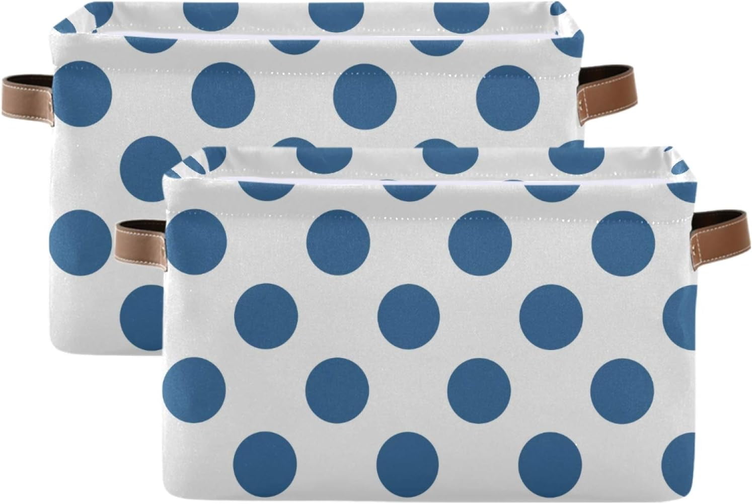 Coolnut Large Foldable Storage Bin Navy Blue Polka Dots Fabric Storage ...
