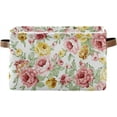 thumbnail image 1 of Coolnut Large Foldable Storage Bin Rose Colorful Flowers Fabric Storage Baskets Collapsible Decorative Baskets Organizing Basket Bin with PU Handles for Shelves Home Closet-1Pack Decor Gifts, 1 of 7