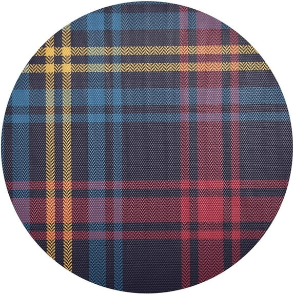 Coolnut Lattice Stripe Round Placemat Set of 4, Non-Slip Heat Resistant & Waterproof Plate Pads for Dinner Table Table Placemats, 15.4 in Home Decor