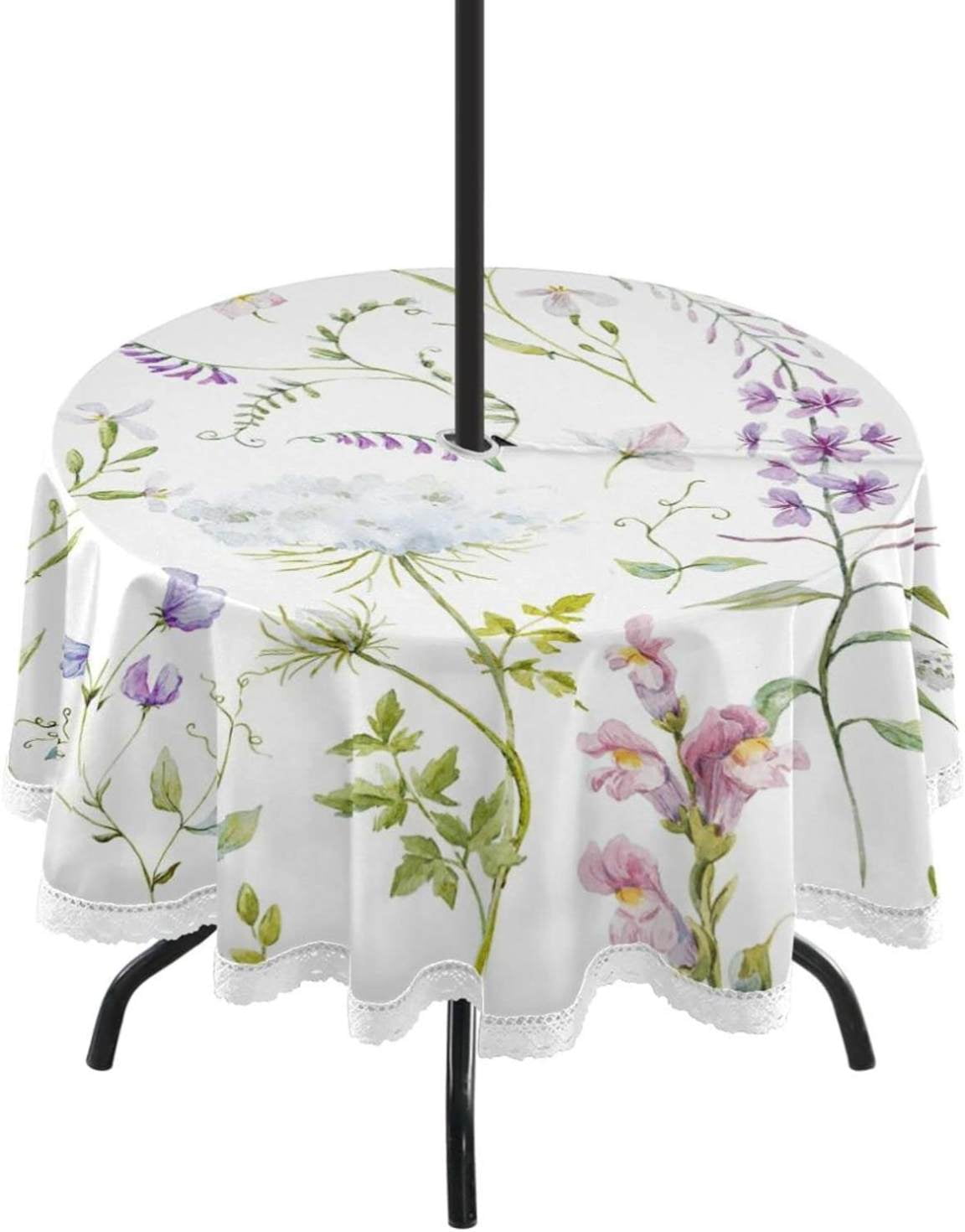 Coolnut Lavender Botanical Round Table Cloth, Heat Resistant Table