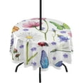 thumbnail image 1 of Coolnut Lavender Botanical Round Table Cloth, Heat Resistant Table Cover with Umbrella Hole and Zipper for Outdoor Camping Picnic Party BBQ, 60", 1 of 7