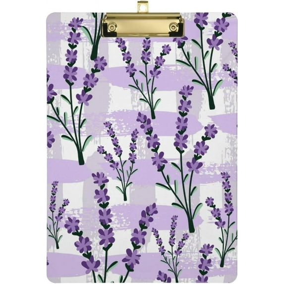 Coolnut Lavender Flower Clipboard, Acrylic Standard A4 Letter Size Clip Board with Low Profile Clip for Office, Classroom, Doctor, Nurse and Teacher, 12.5"x9"