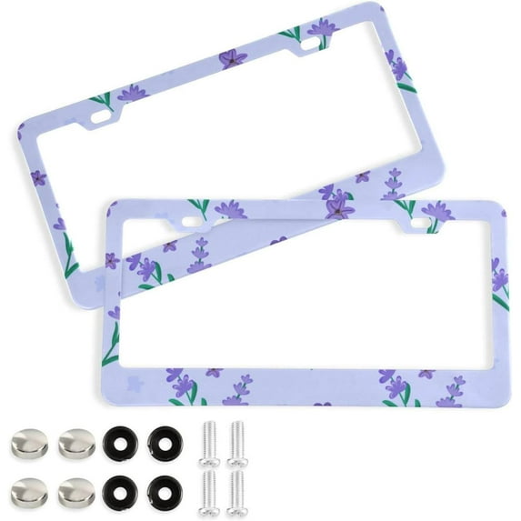 Coolnut Lavender License Plate Frames 2pcs, Aluminum Universal Car License Plate Holder with Round Hole for US Vehicles, 12"x 6"