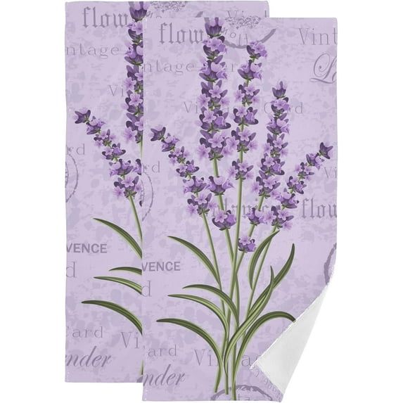 Coolnut Lavender Soft Hand Towels, 2 PcsAbsorbent Bath Towel Decorative Fingertip Towels for Bathroom Gym Spa Hotel Beach Swimming Pool,14.4"x 28.3"