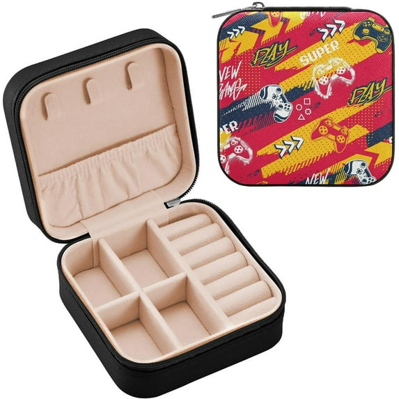 Coolnut Leather Jewelry Box Gamepad Controller Portable Mini Jewelry Storage Bag for Travel, Small Ring Case Earrings Organizer Necklaces Box for Women Girls Women Gifts