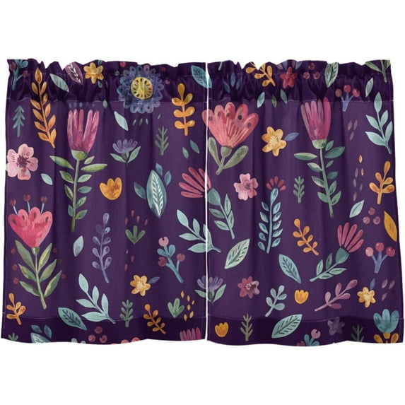 Coolnut Leaves Pattern Kitchen Curtains 2 Panels, UV Protected Tier Curtains Half Window Curtains Kitchen Tiers for Guest Room Bathroom Sink Laundry Room Basement,24 x 27 Inch