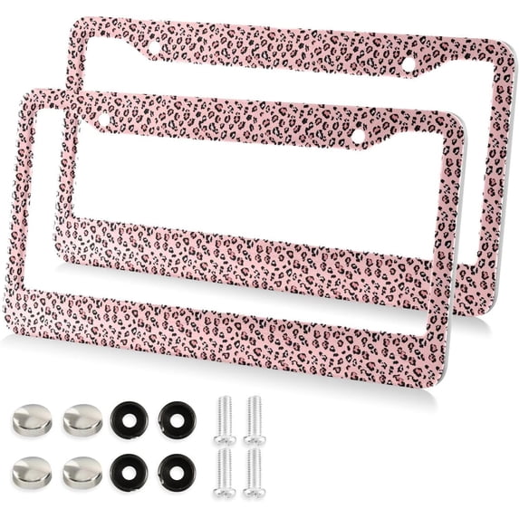 Coolnut Leopard License Plate Frames 2 Packs,License Plate Covers,Universal Aluminum Tag Frame for Front and Rear Car Tags234 Home Decor