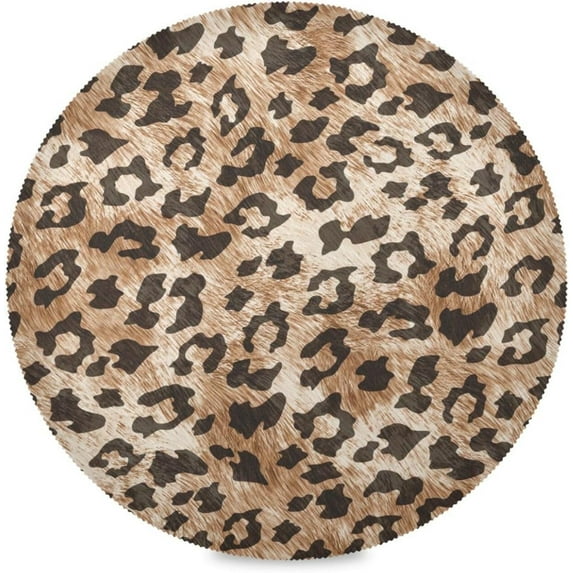 Coolnut Leoparda Round Placemats Set of 1 Table Mats for Kitchen Washable Non-Slip Place Mats Heat Resistant Place Mats for Kitchen Dining Table Home Decor