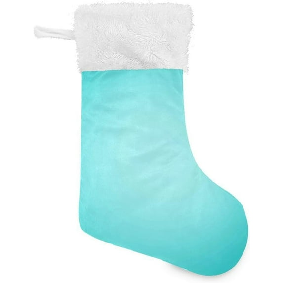 Coolnut Light Blue Solid Color Christmas Stockings with White Super Soft Plush, Velvet Personalized Xmas Stocking Fireplace Hanging Decorations and Candy, 18 inch Decor Gifts