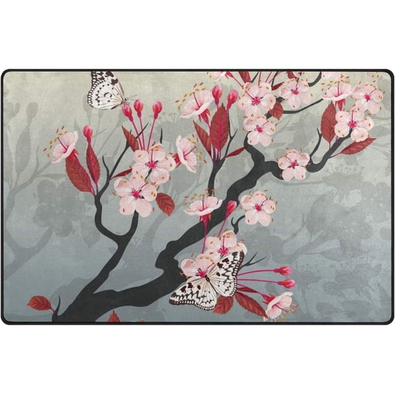 Coolnut Lightweight Carpet Mats, 31 x 20 inches Area Soft Rugs Floor Mat Doormat Decoration for Rooms Entrance Branch of Blooming Cherry