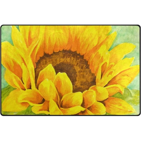 Coolnut Lightweight Carpet Mats, 31 x 20 inches Area Soft Rugs Floor Mat Doormat Decoration for Rooms Entrance Bright Yellow Sunflower