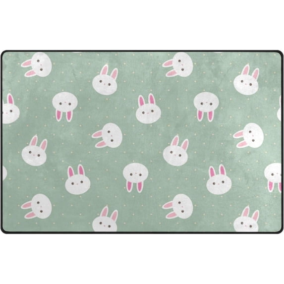 Coolnut Lightweight Carpet Mats, 31 x 20 inches Area Soft Rugs Floor Mat Doormat Decoration for Rooms Entrance Cute Bunny Head