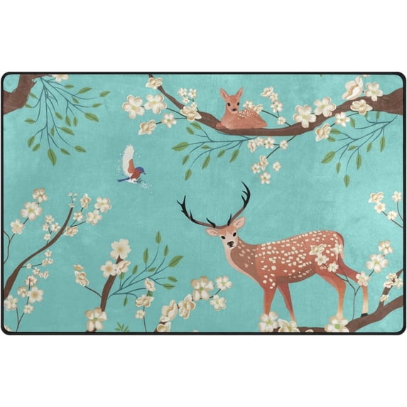 Coolnut Lightweight Carpet Mats, 31 x 20 inches Area Soft Rugs Floor Mat Doormat Decoration for Rooms Entrance Deers On Tree Branch