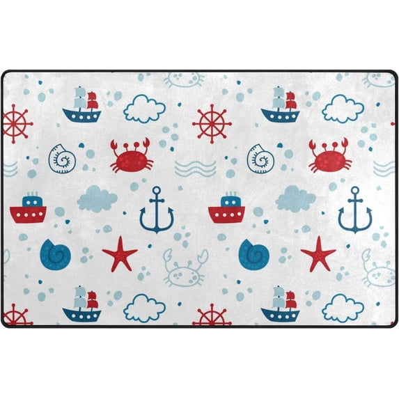Coolnut Lightweight Carpet Mats, 31 x 20 inches Area Soft Rugs Floor Mat Doormat Decoration for Rooms Entrance Marine Theme Design