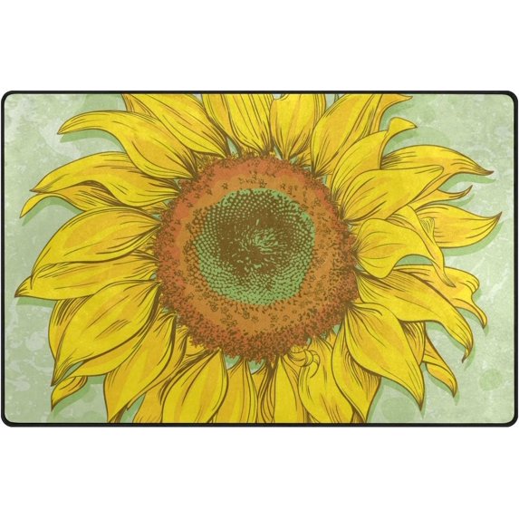Coolnut Lightweight Carpet Mats, 31 x 20 inches Area Soft Rugs Floor Mat Doormat Decoration for Rooms Entrance Realistic Vintage Sunflower