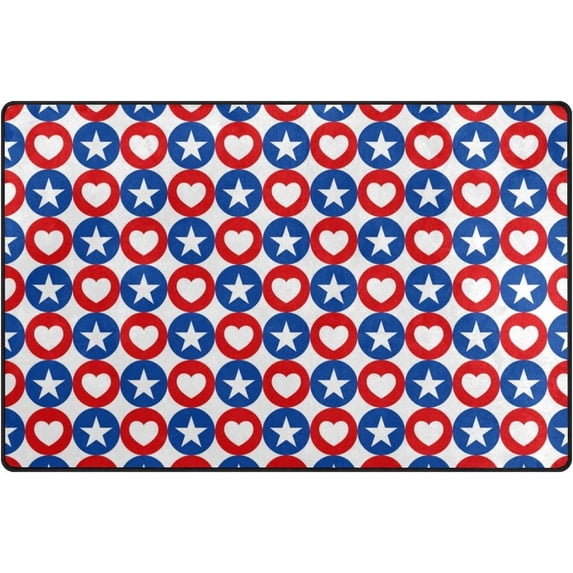 Coolnut Lightweight Carpet Mats, 31 x 20 inches Area Soft Rugs Floor Mat Doormat Decoration for Rooms Entrance Red Blue Hearts Stars Pattern