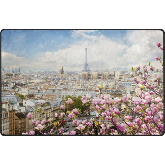 Coolnut Lightweight Carpet Mats, 31 x 20 inches Area Soft Rugs Floor Mat Doormat Decoration for Rooms Entrance Skyline of Paris City Roofs