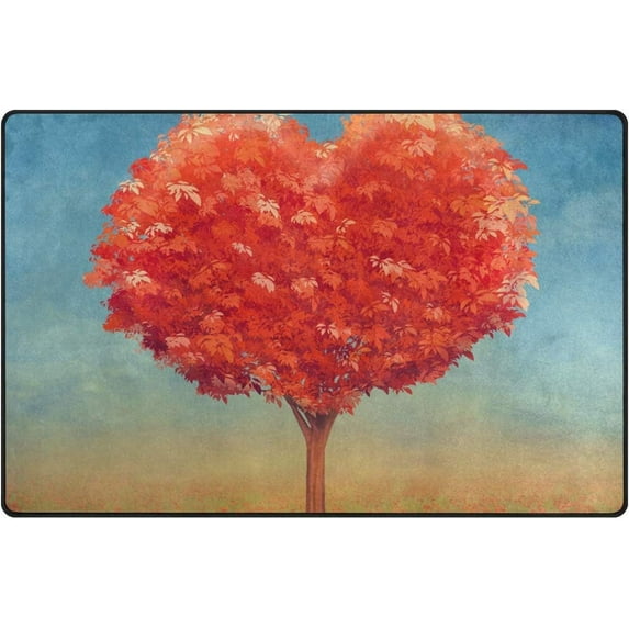 Coolnut Lightweight Carpet Mats, 31 x 20 inches Area Soft Rugs Floor Mat Doormat Decoration for Rooms Entrance Tree of Hearts in Field