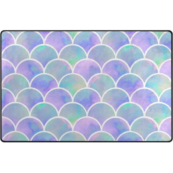 Coolnut Lightweight Carpet Mats, 31 x 20 inches Area Soft Rugs Floor Mat Doormat Decoration for Rooms Entrance Watercolor Rainbow Scales