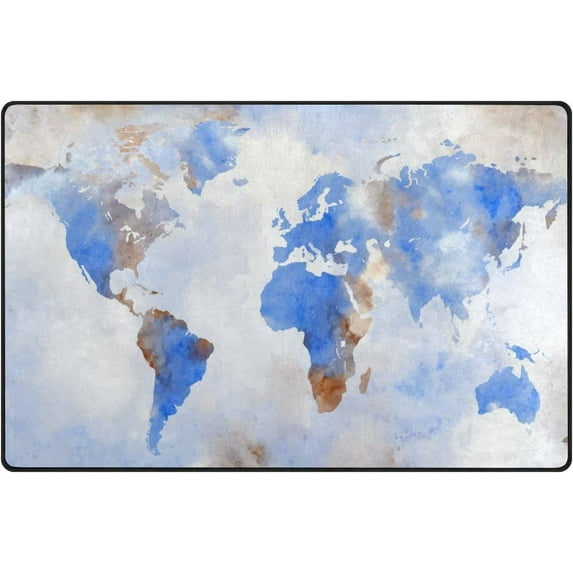 Coolnut Lightweight Carpet Mats, 31 x 20 inches Area Soft Rugs Floor Mat Doormat Decoration for Rooms Entrance Watercolor World Map