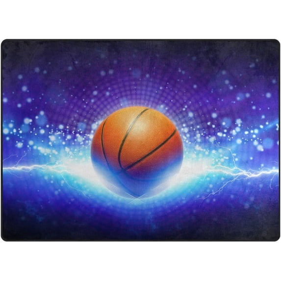 Coolnut Lightweight Carpet Mats, 5'3" x 4' Area Soft Rugs, Floor Mat Rug Home Decoration for Kids Room Living Room, 63"x 48" Basketball with Light
